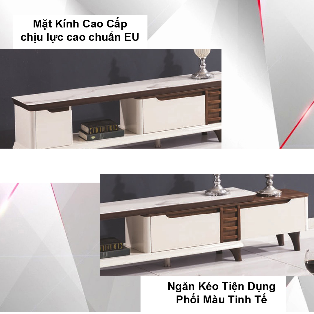 Kệ Tivi Mặt Kính Thông Minh Kéo Dài AZP-TV138 / Dòng Cao Cấp