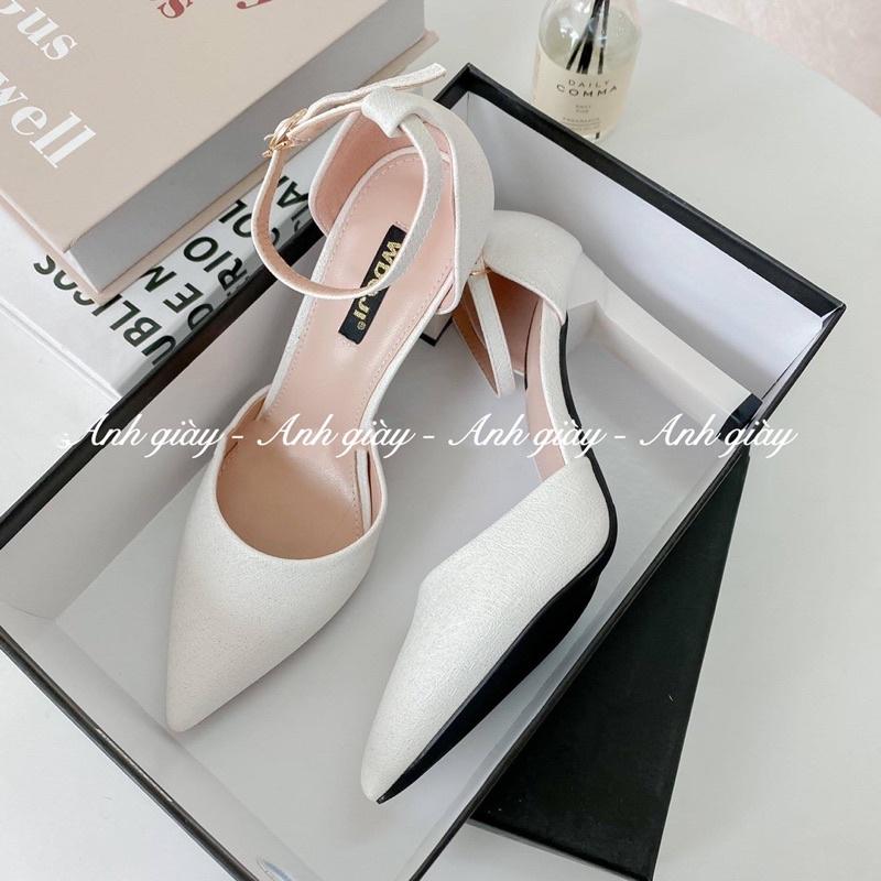 CG49 - GIÀY CAO GÓT ,GIÀY CƯỚI NHŨ XƯỚC KÍN MŨI BAO GÓT ,GÓT TRỤ 9p