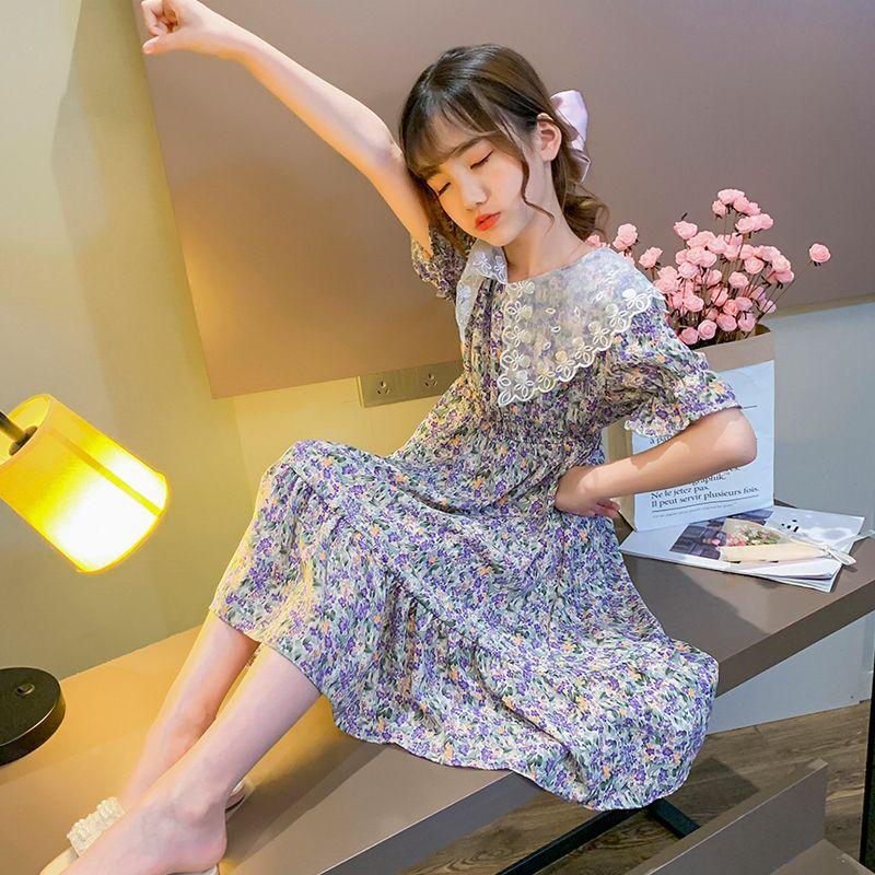 DONGSHOP HOT Cô gái ăn mặc mùa hè trang phục mùa hè 2022 tây váy công chúa cô gái hoa đầm đầm chiffon váy mùa hè