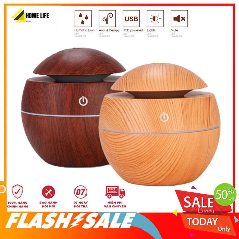Máy Phun Sương Khuếch tán Tinh Dầu Tạo Độ Ẩm, Khử Khuẩn Không Khí Vân Gỗ Tròn