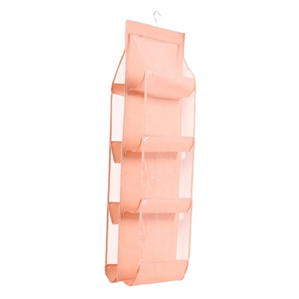 8 Storage Pockets Handbag Hanging Organizer Bag Collection Organizer Pink