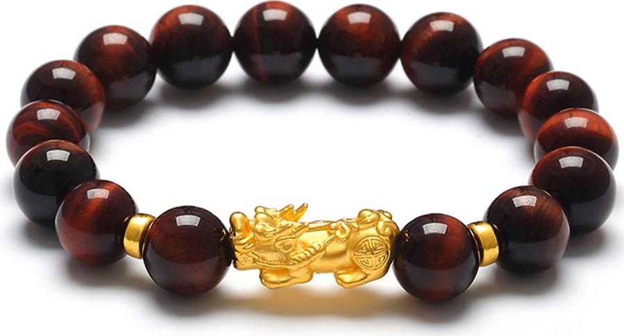 Vòng Tay Tỳ Hưu Đá Opal Mắt Hổ Đỏ Tự Nhiên 10mm