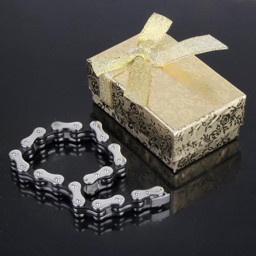 Bike Chain Style Stainless Steel Mens Bracelet w/ Gift Box