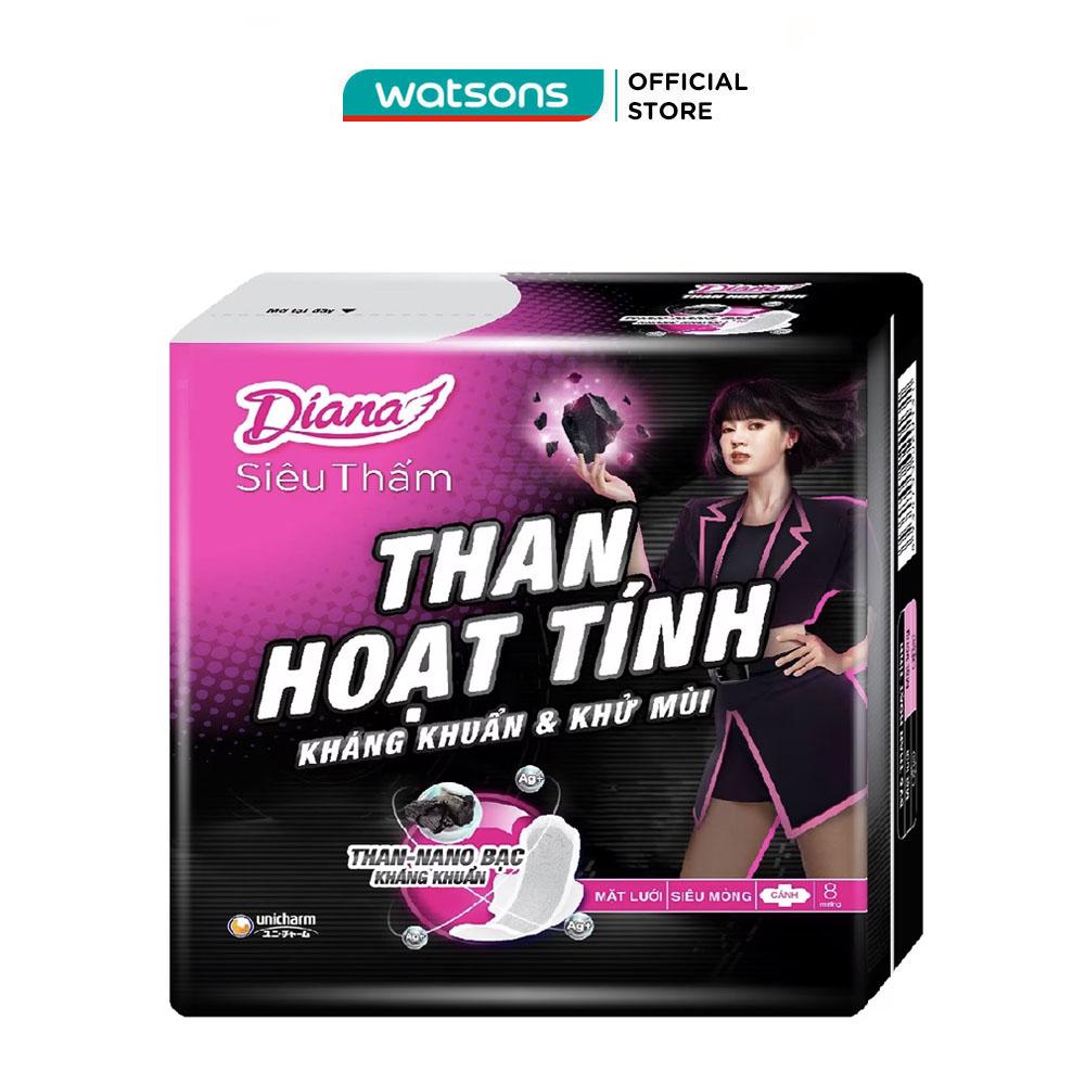 Băng Vệ Sinh Diana Siêu Thấm Than Hoạt Tính Siêu Mỏng Cánh 8M