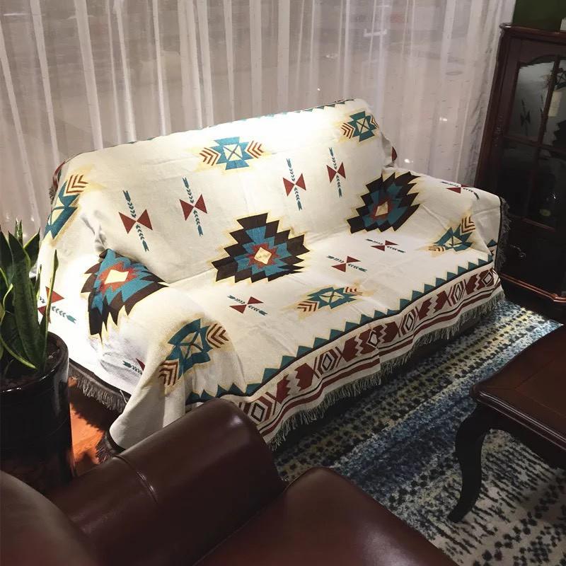 Chăn phủ ghế sofa,thảm vintage trải giường ngủ nhà khách 130x180cm