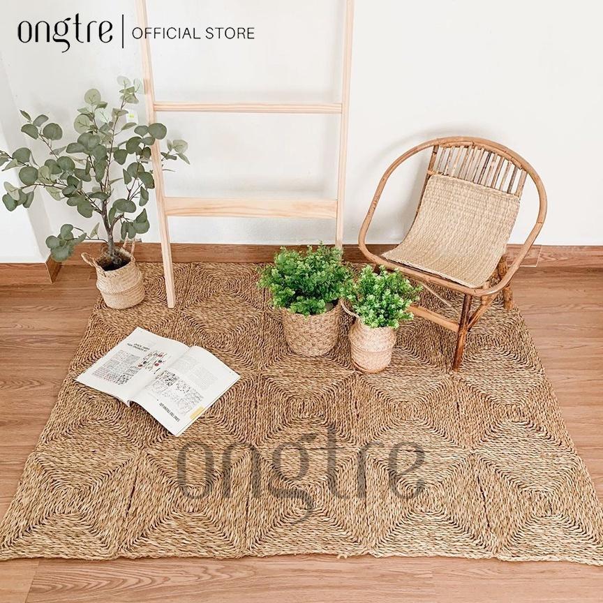 Thảm trải sàn ONGTRE /decor ô vuông 30x30cm bằng cói hình chữ nhật