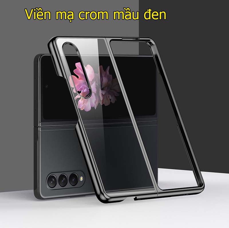 Ốp lưng dành cho samsung Z Fold 4 galaxy trong suốt viền mạ crom cao cấp
