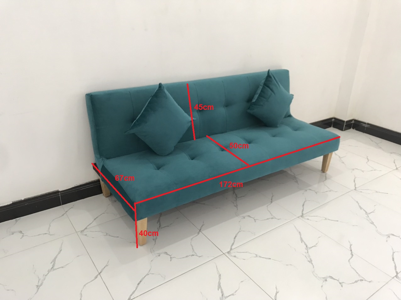 Bộ bàn ghế sofa bed bật giường nằm xanh lá vải nhung mềm mịn