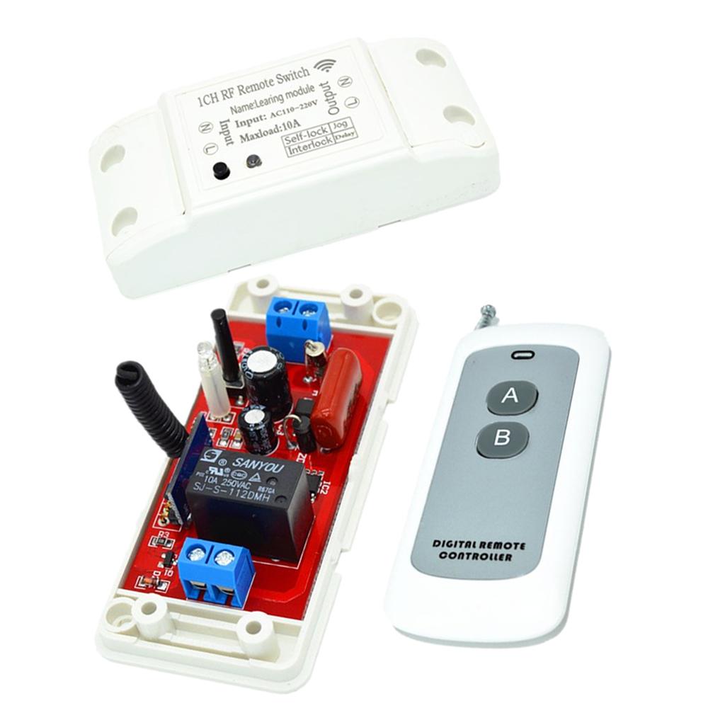 433Mhz 220V Wireless with 2-key White Remote Control Relay Receiver Module