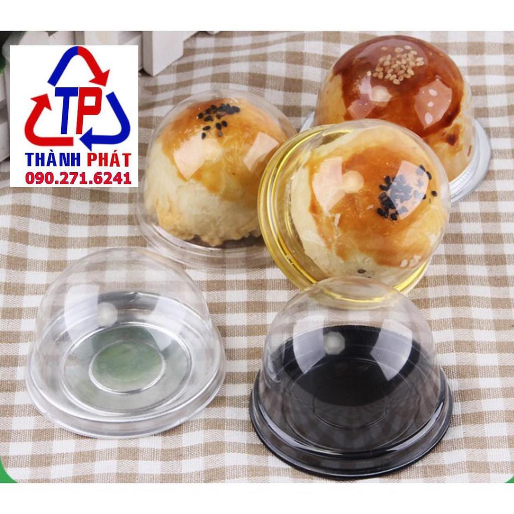 100c Hộp nhựa tròn đế đen - Hộp đế đen nắp cầu đựng bánh đài loan - Hộp nhựa XY68