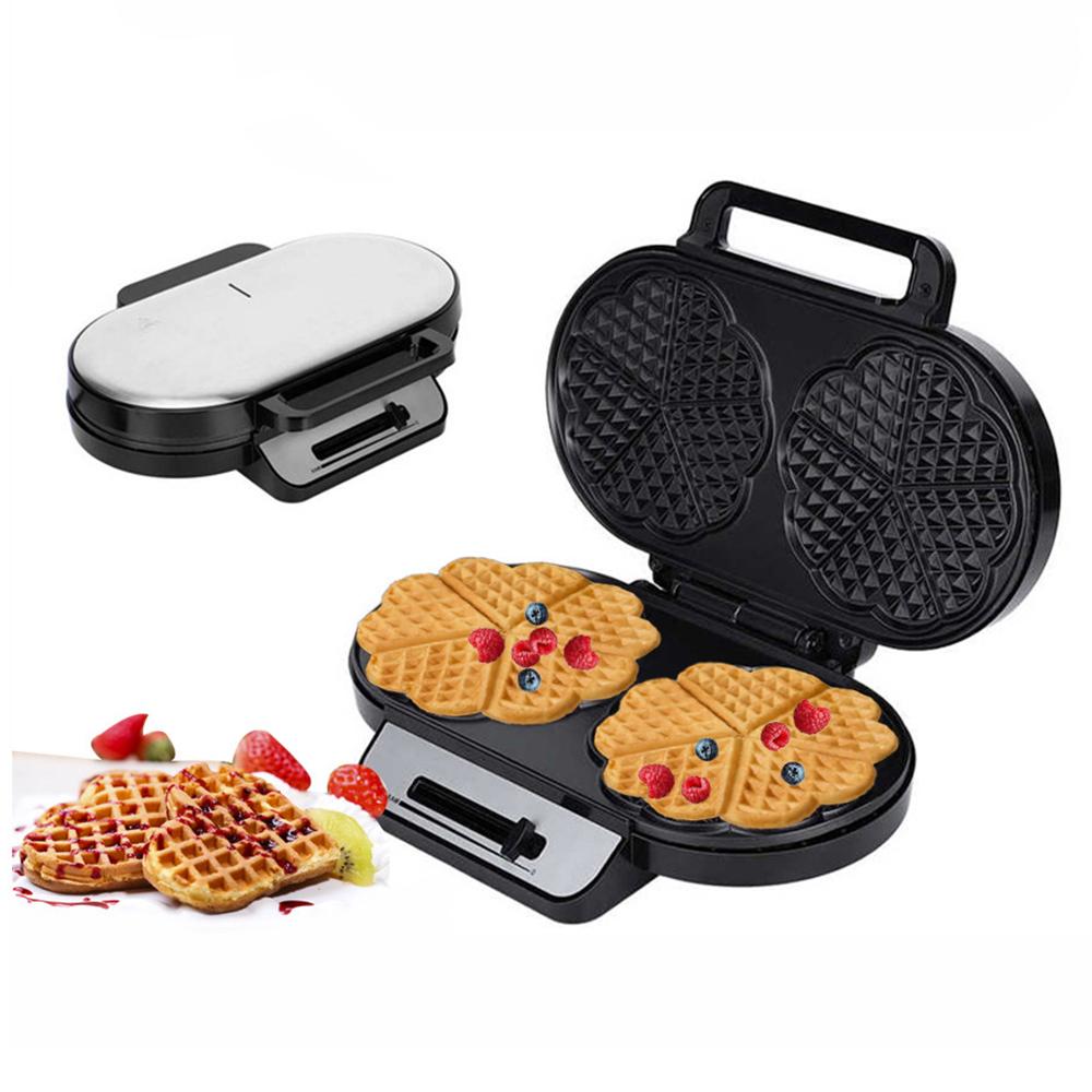 1200W No-Drip Waffle Iron Maker Temperature Control Sandwich Machine Easy Clean Non-Stick