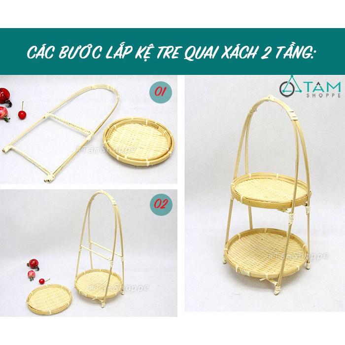 Kệ mẹt tre nhiều tầng đựng trái cây quai xách T-MTRN-08