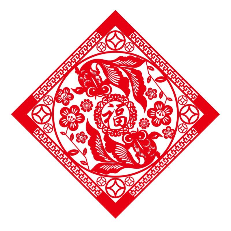 Decal trang trí Tết - Bảng Vuông cá 3 Đuôi ánh vàng - đỏ cao cấp