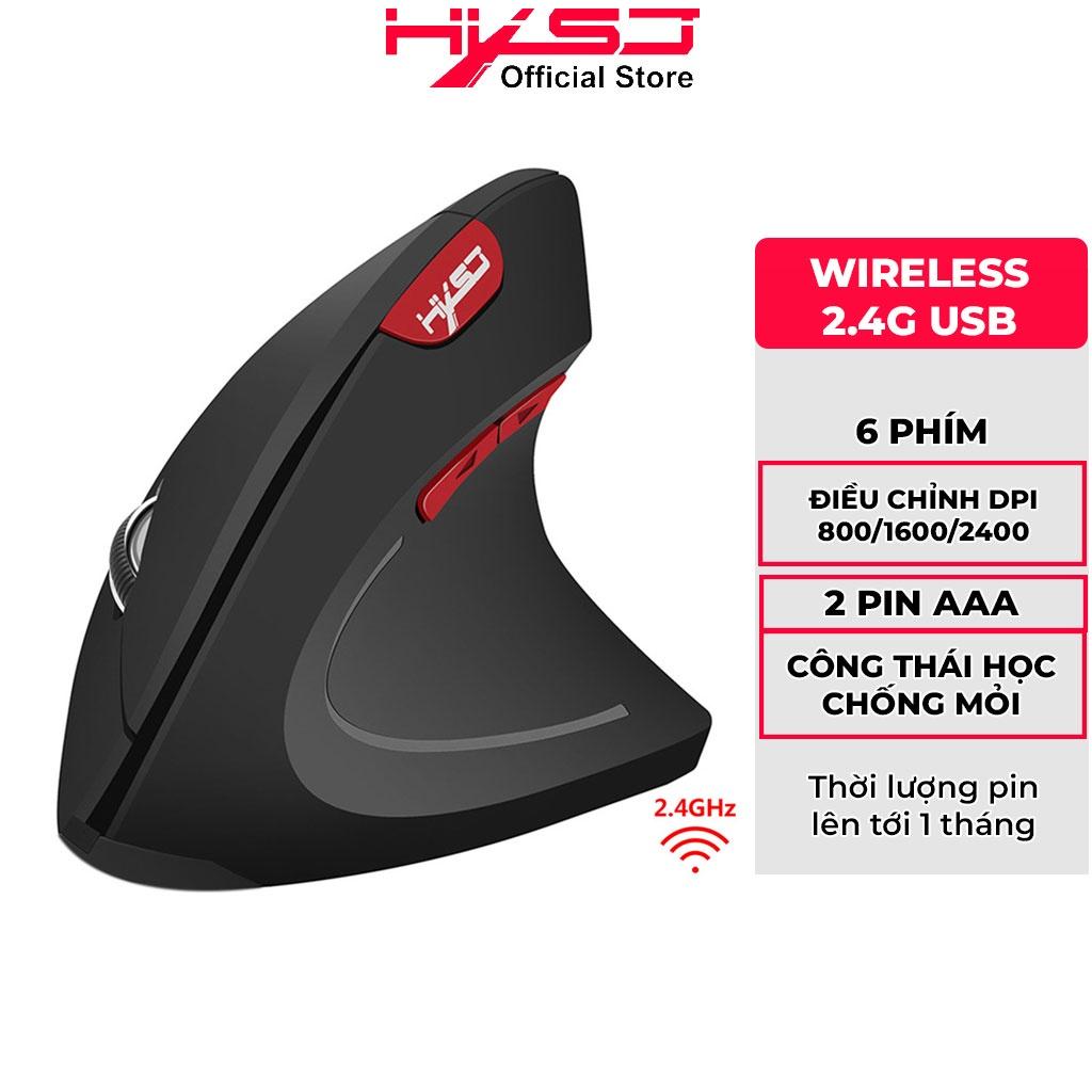 Chuột không dây kiểu đứng HXSJ T24 wireless USB 2.4GHz công thái học chống mỏi tay chuyên dùng cho pc laptop - Hàng Chính Hãng