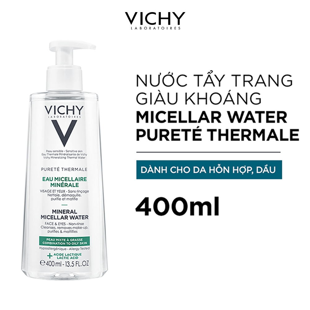 Nước tẩy trang danh da dầu Vichy Mineral Micellar Water Oily skin 400ml