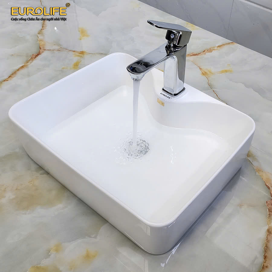 Vòi Lavabo nóng lạnh Đồng mạ Chrome Eurolife EL-8002 (Trắng bạc)