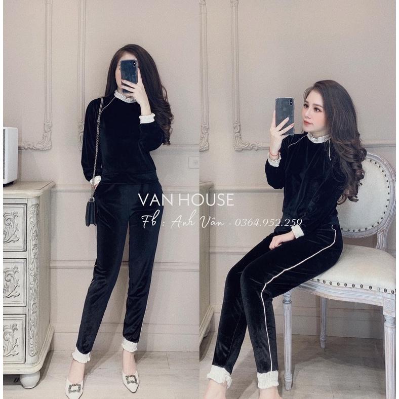 Set Bộ Nhung Bèo Chun, Bộ Nhung Dài Tay Có Ảnh Thật Kèm Video