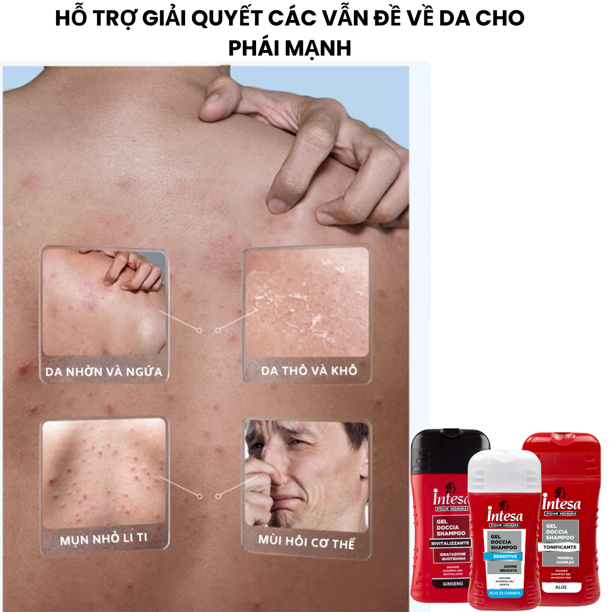 Sữa Tắm Gội Dạng GEL 250ml Thương Hiệu Intesa Cao Cấp Từ Ý KÈM Dao Cạo Râu Hàn 2 Lưỡi