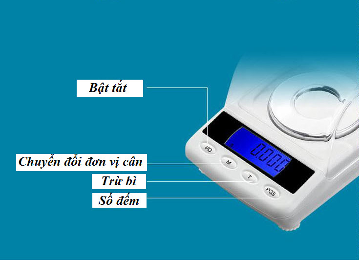 Cân tiểu ly để bàn màn hình hiển thị LCD có đèn nền tải trọng 50g/0.001g