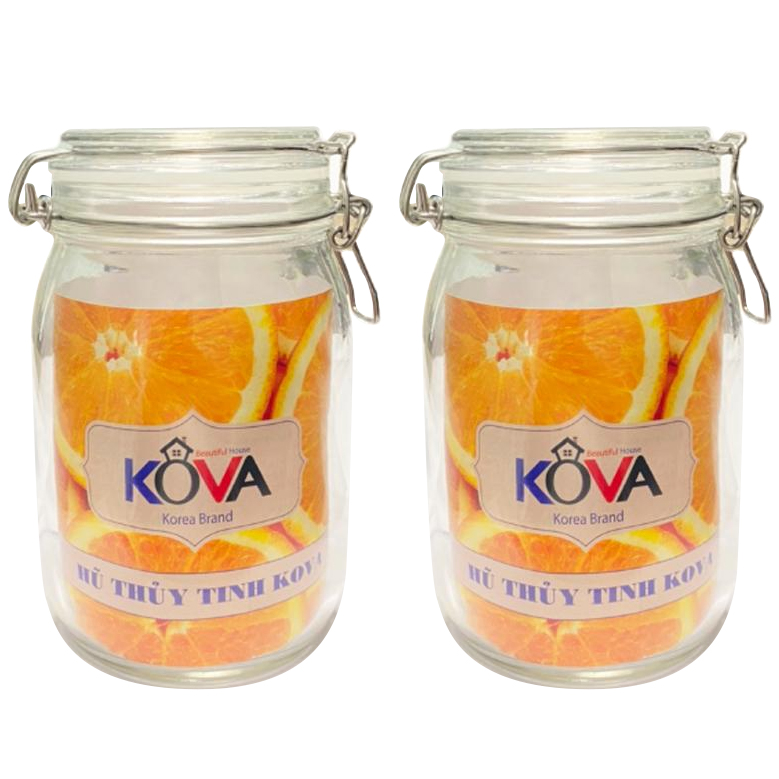 Bộ 2 Hũ Thủy Tinh Tròn Kova Có Khóa 950ml