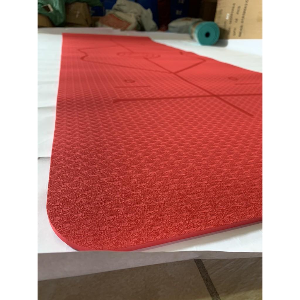Thảm yoga 6mm 1 lớp định tuyến TPE -Màu đỏ(Kèm túi đựng xịn+dây buộc)