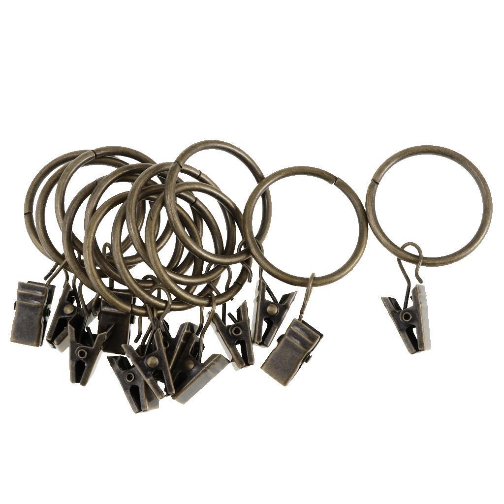 12 Pieces Metal Curtains Drapery Rings with Clips