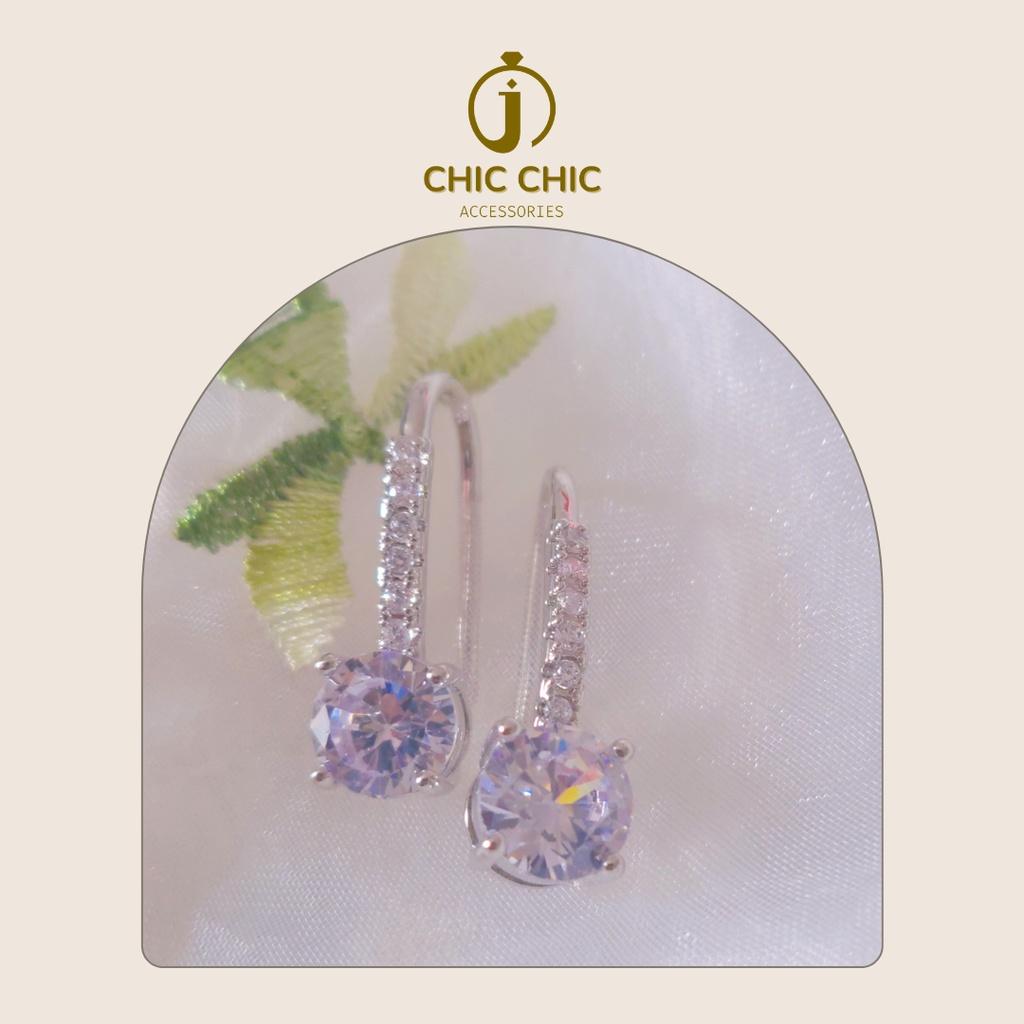 Bông tai Bạc Đính Đá Zircon Đơn Giản Thanh Lịch Thời Trang Nữ| Bông tai CHIC CHIC A98