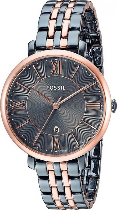 Đồng Hồ Nữ Fossil Inox-ES4321-Tròn 3K 1L SG + SLM Dây ĐMI Vàng Hồng + Inox Xanh