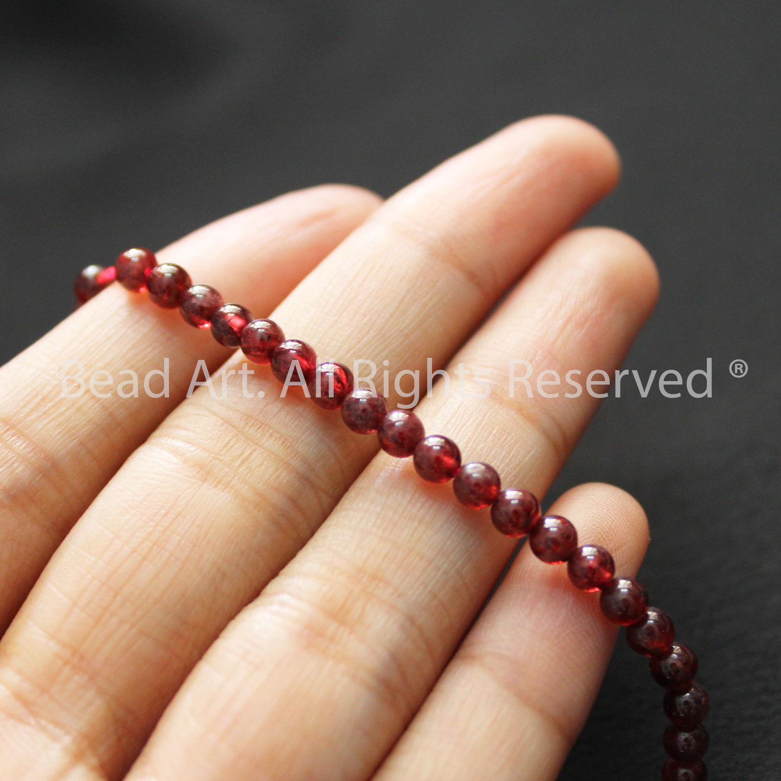 [5 Hạt/10 Hạt] 4MM Đá Garnet, Ngọc Hồng Lựu Tự Nhiên Dạng Tròn Loại AB, Đá Phối Vòng Tay Phong Thuỷ, Chuỗi Hạt, Mệnh Hoả, Thổ - Bead Art