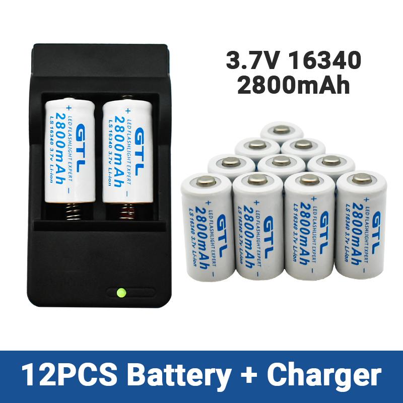 Mới 3.7V 2800mAh Lithium Li-ion 16340 Pin Sạc CR123A 3.7V CR123 cho Bút Laser LED Đèn Pin Sạc Tế Bào Màu sắc: 1 CÁI
