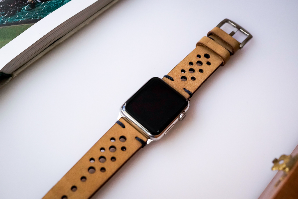 Dây Đeo Thay Thế Cho Apple Watch - Da bò sáp nâu - Khâu tay thủ công