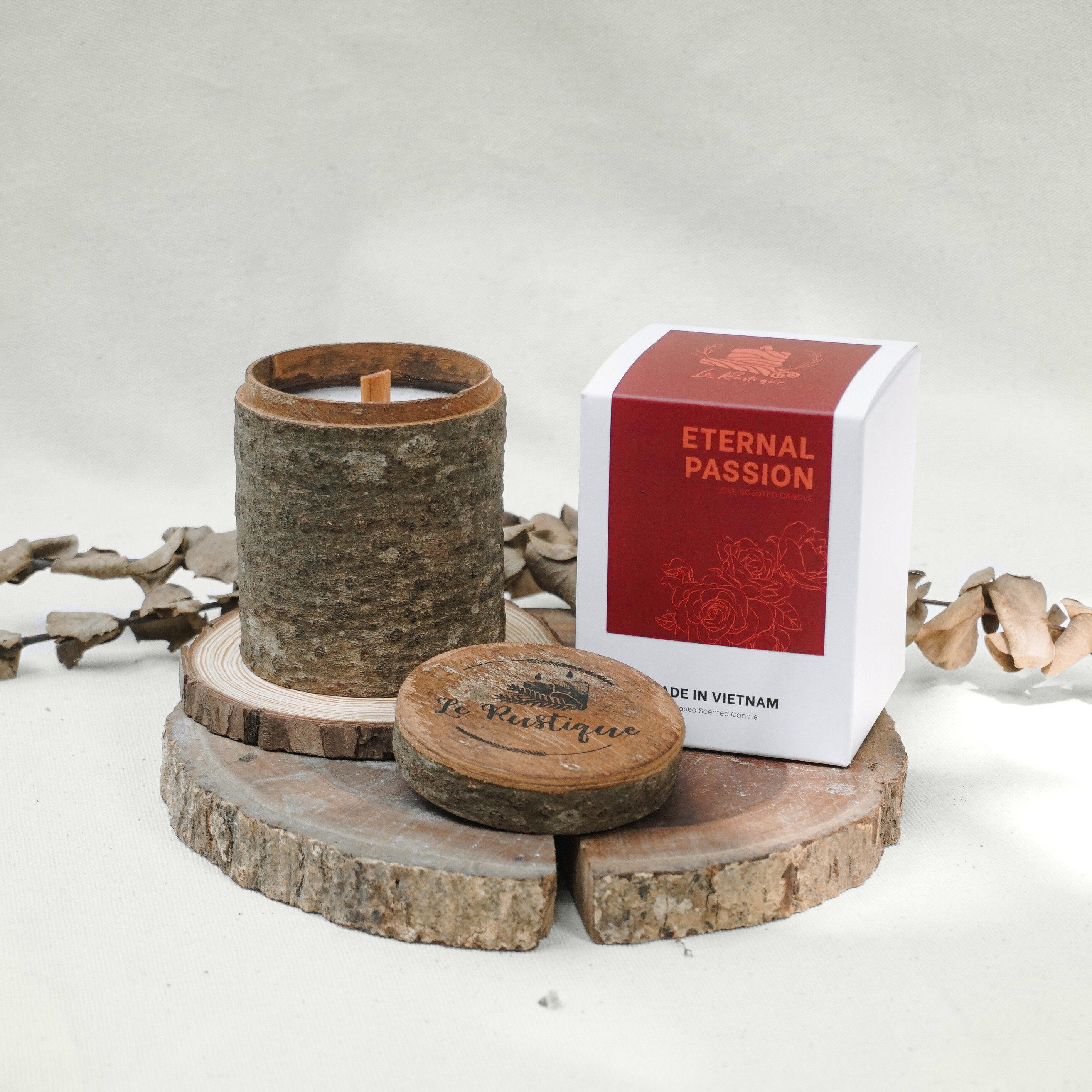 Nến Thơm Thủ Công Le Rustique - Set Quà Tặng Nến Thơm 200g - Hũ Nến Vỏ Quế Tự Nhiên - Nến Thơm Ngủ Ngon - Nến Thơm Thư Giãn - Nến Thơm Trị Liệu