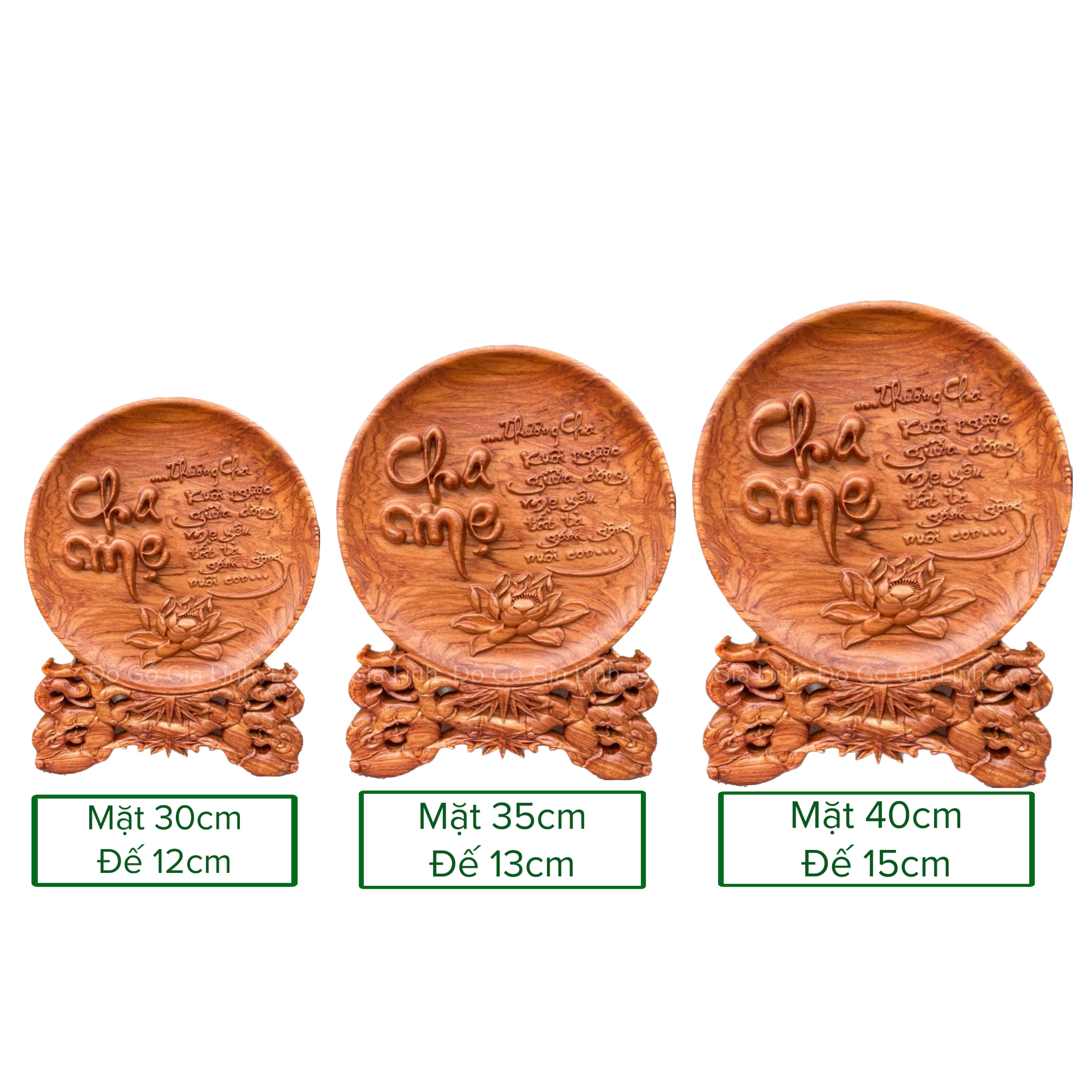 Đĩa gỗ Cha mẹ Đồ Gỗ Gia Linh gỗ Hương đá liền khối kèm chân đế