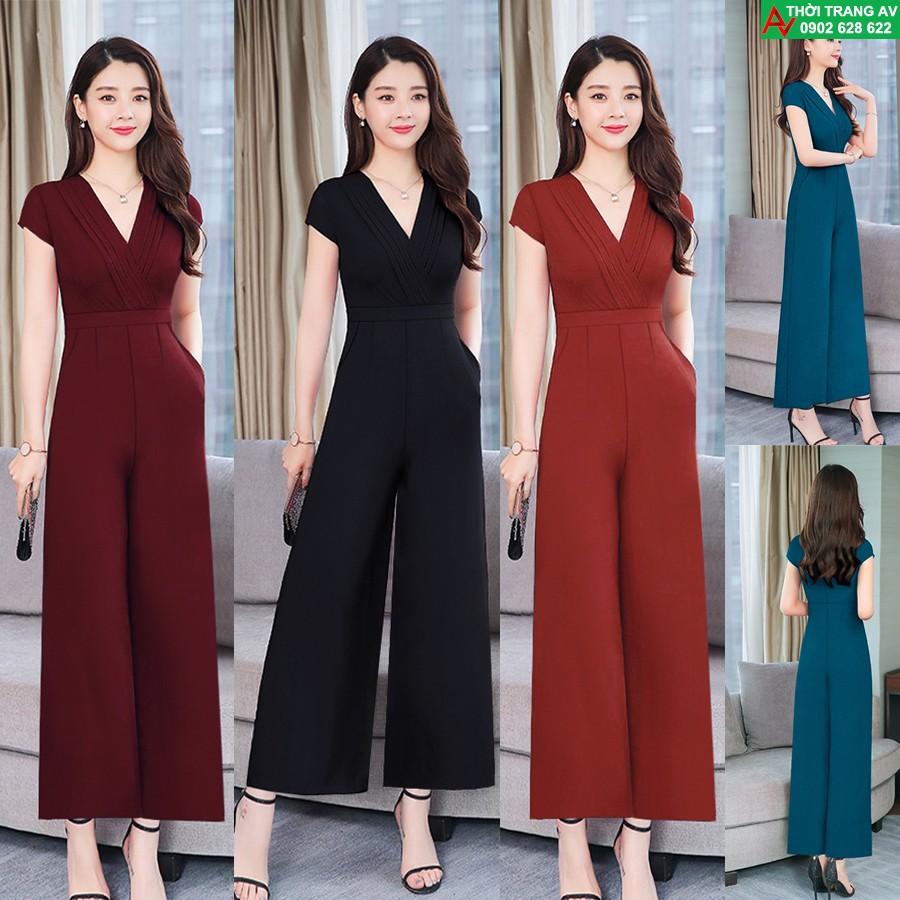 AV6498 - Jumpsuit - Đồ bay dài ống suông xếp pli ngực 