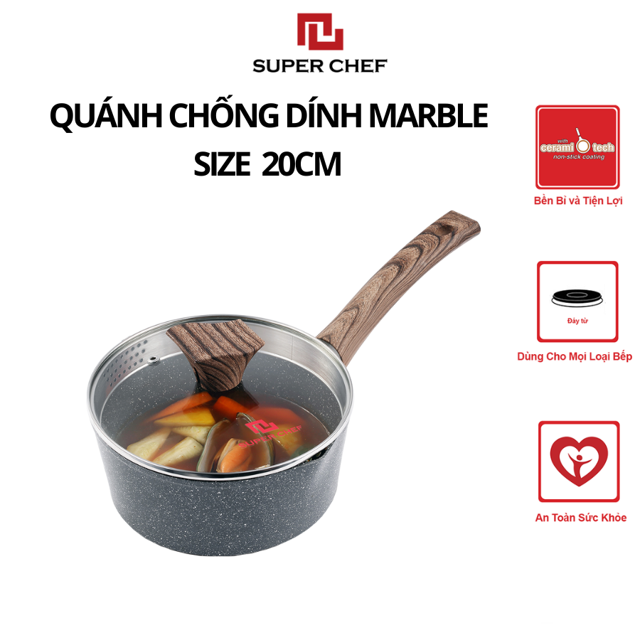 Bộ nồi chảo chống dính Marble Super Chef Tiện Lợi, Bền Bỉ NCQM24-20
