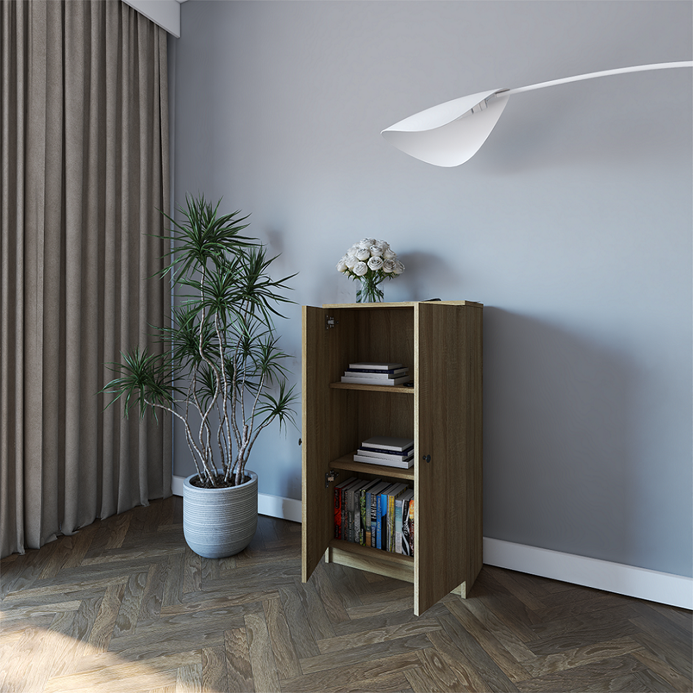 CATY, kệ sách 3 tầng - 2 cửa mở, 60cm x 30cm x 109cm , KSA_003