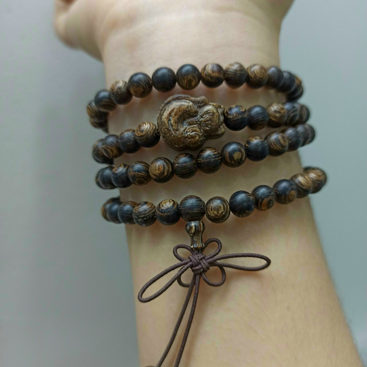 VÒNG TAY TRẦM HƯƠNG SÁNH CHÌM 108 HẠT - MIX HỒ LY
