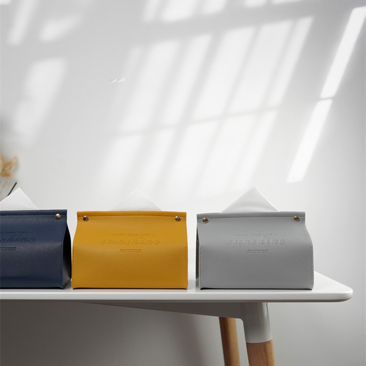 Nordic Color Tissue Box PU Leather Napkin Cover Case Home Car Tissue Bag Pouch