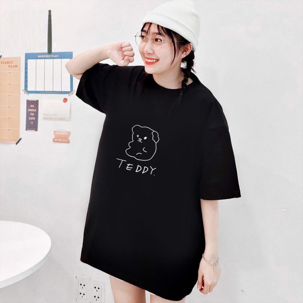 Áo Thun Tay Lỡ nam nữ unisex in TEDDY chất vải dày mịn co dãn