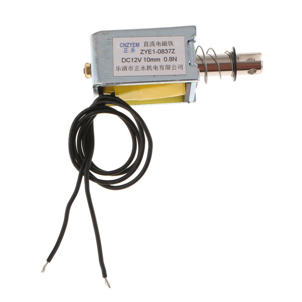 Force 2-Wires Push Pull DC Solenoid Electromagnet 12V Stroke 10mm 0.8N