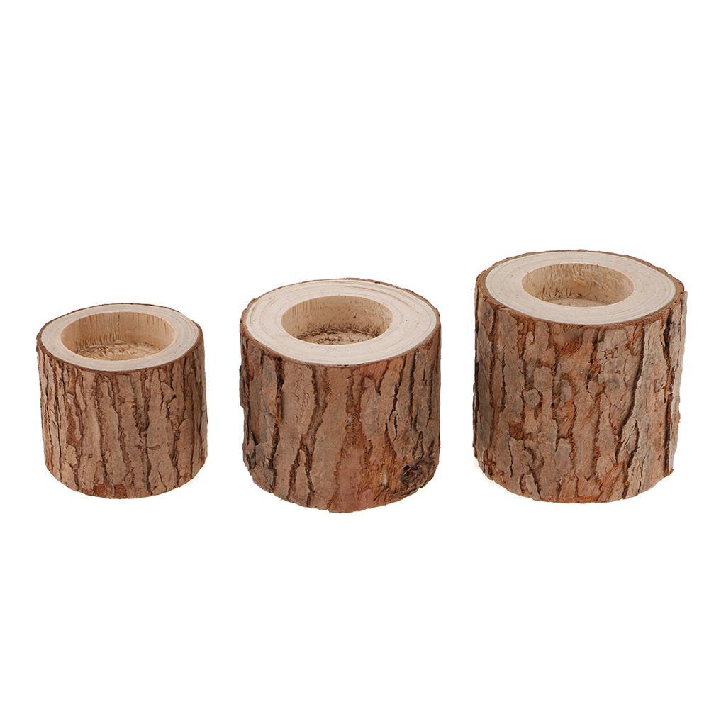 2pcs Tree Branch Wooden Candle Holder Tealight Candle Holder Dia. 5cm & 6cm