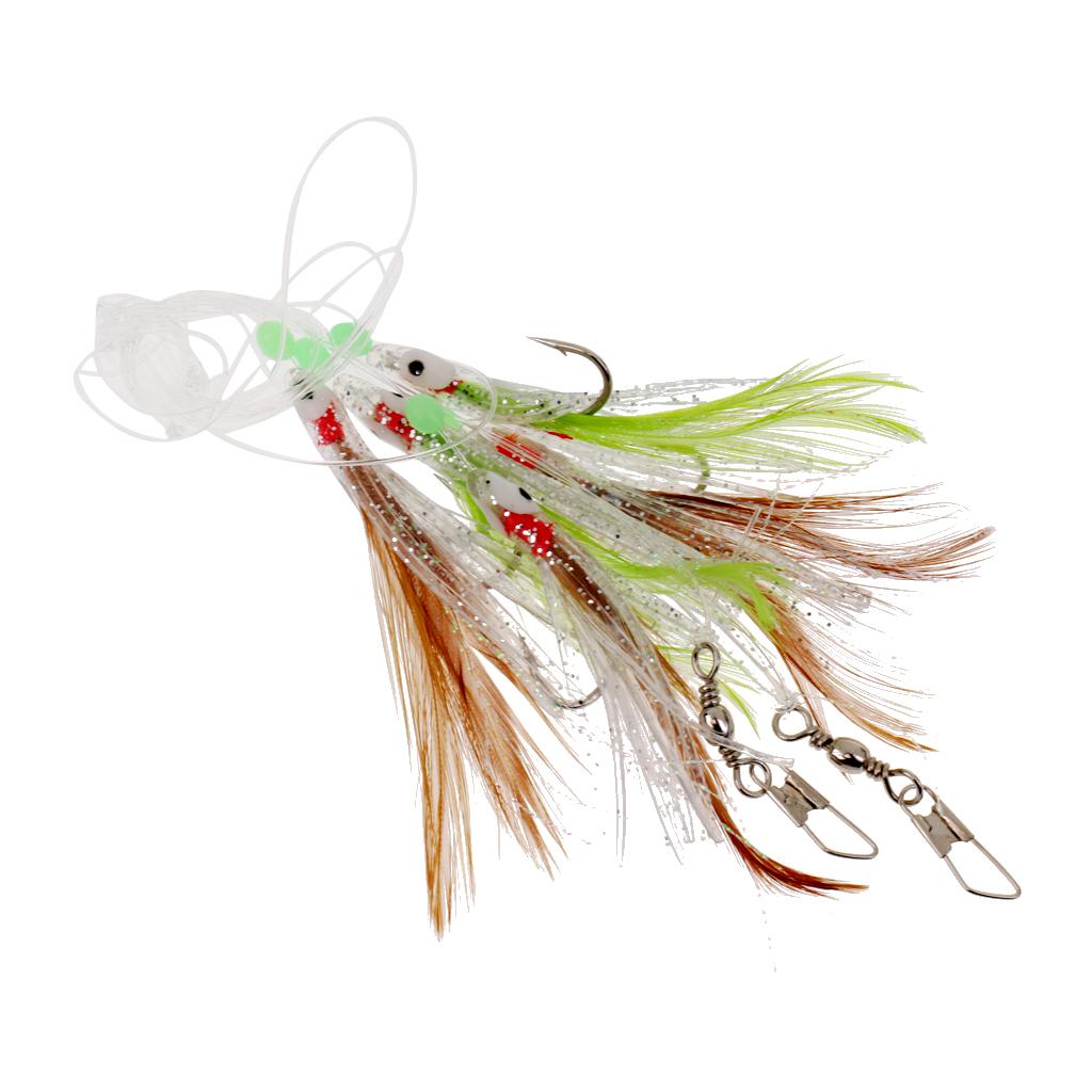 2xSabiki Fishing Lure Rigs Bait Jigs Lure Soft Lure String Crystal Barbed Hook