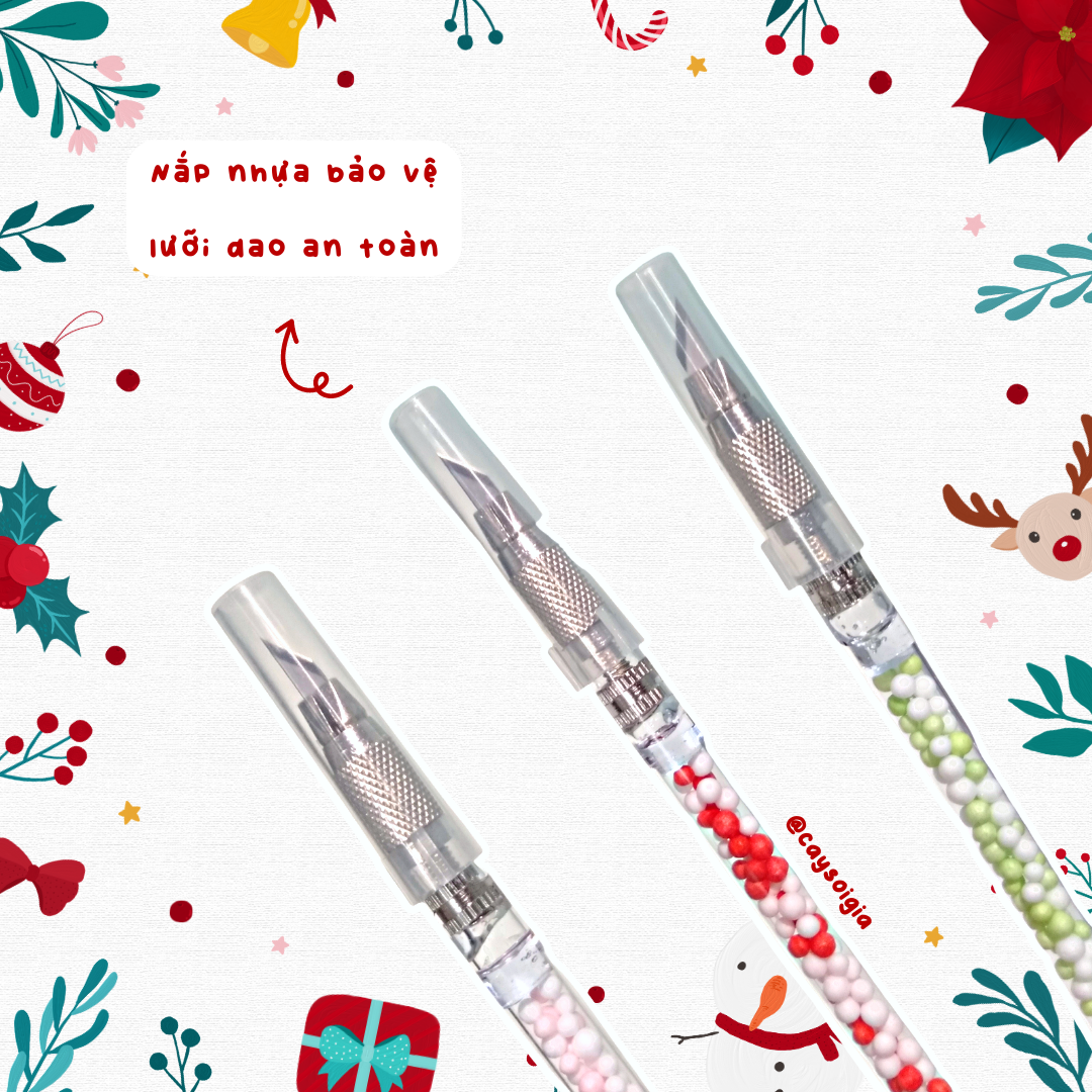S111 - Bút dao rọc giấy thú Giáng Sinh Noel dễ thương unbox đơn hàng, cắt sticker băng dán washi tape