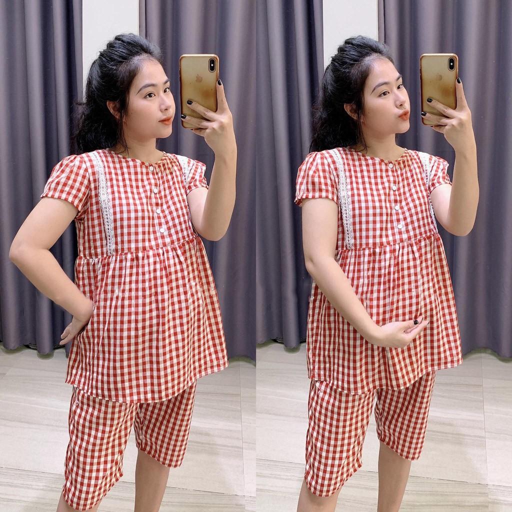 Bộ đồ bầu và cho con bú sau sinh Lửng MÙA HÈ - Thiết kế Độc Quyền, chất thô thái mềm cho bà bầu -