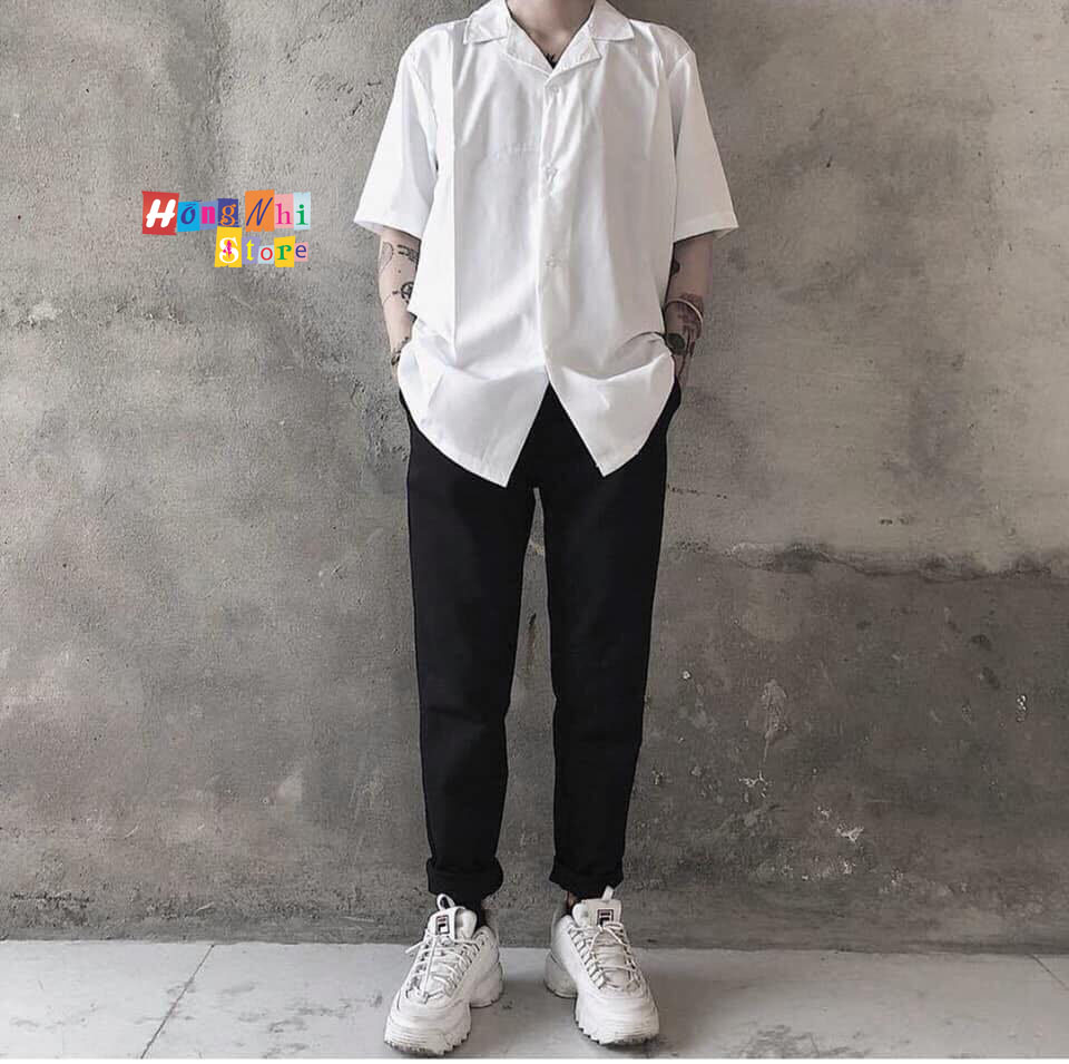 Sơ Mi Trơn Unisex Tay Lỡ Cổ Bẻ - Sơ Mi Basic Tay Lỡ - MM