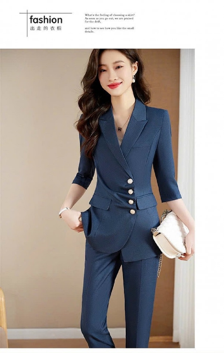 SET BỘ VEST CÔNG SỞ PHỐI NÚT KIỂU TÚI NẮP CAO CẤP