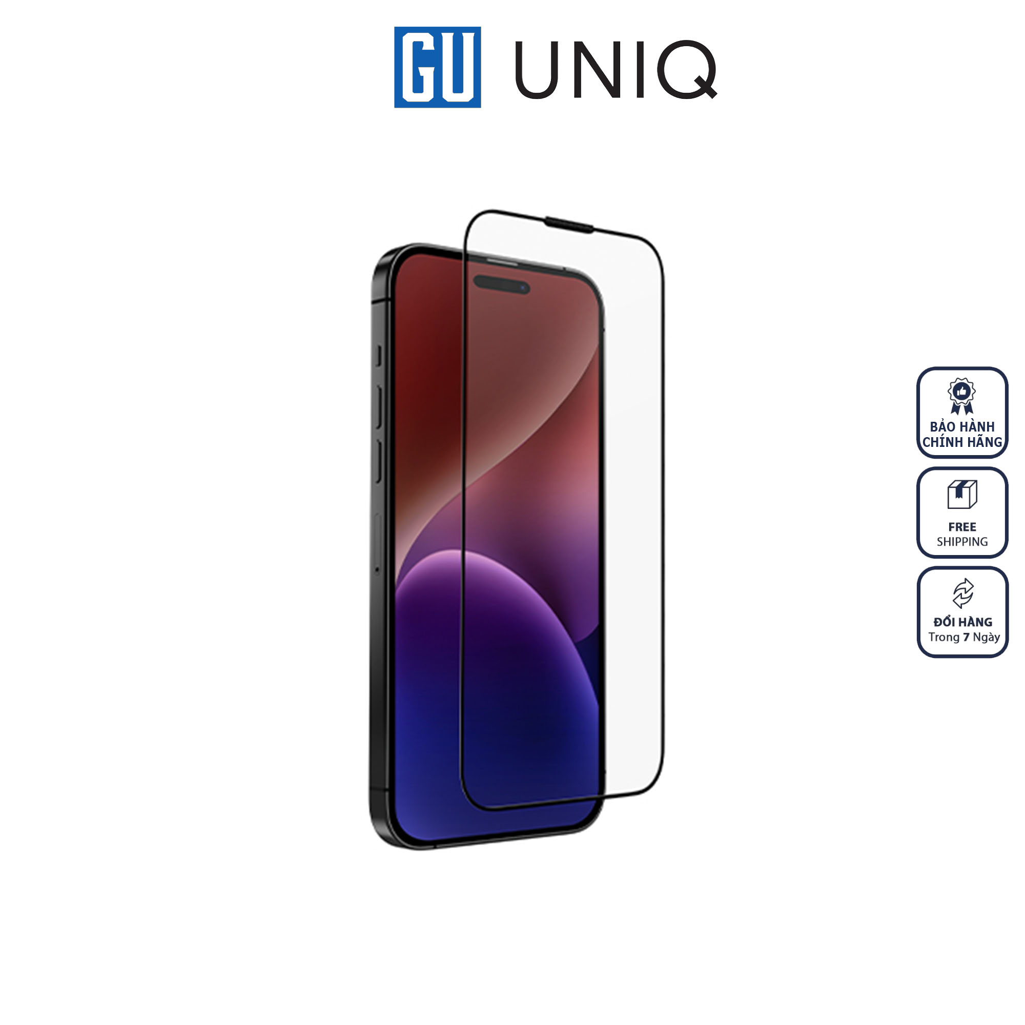 Kính Cường Lực UNIQ OPTIX Vivid Clear Dành Cho iPhone 15/15 Plus/ 15 Pro/ 15 Pro Max hiển thị rõ nét chính xác màu Hàng Chính Hãng