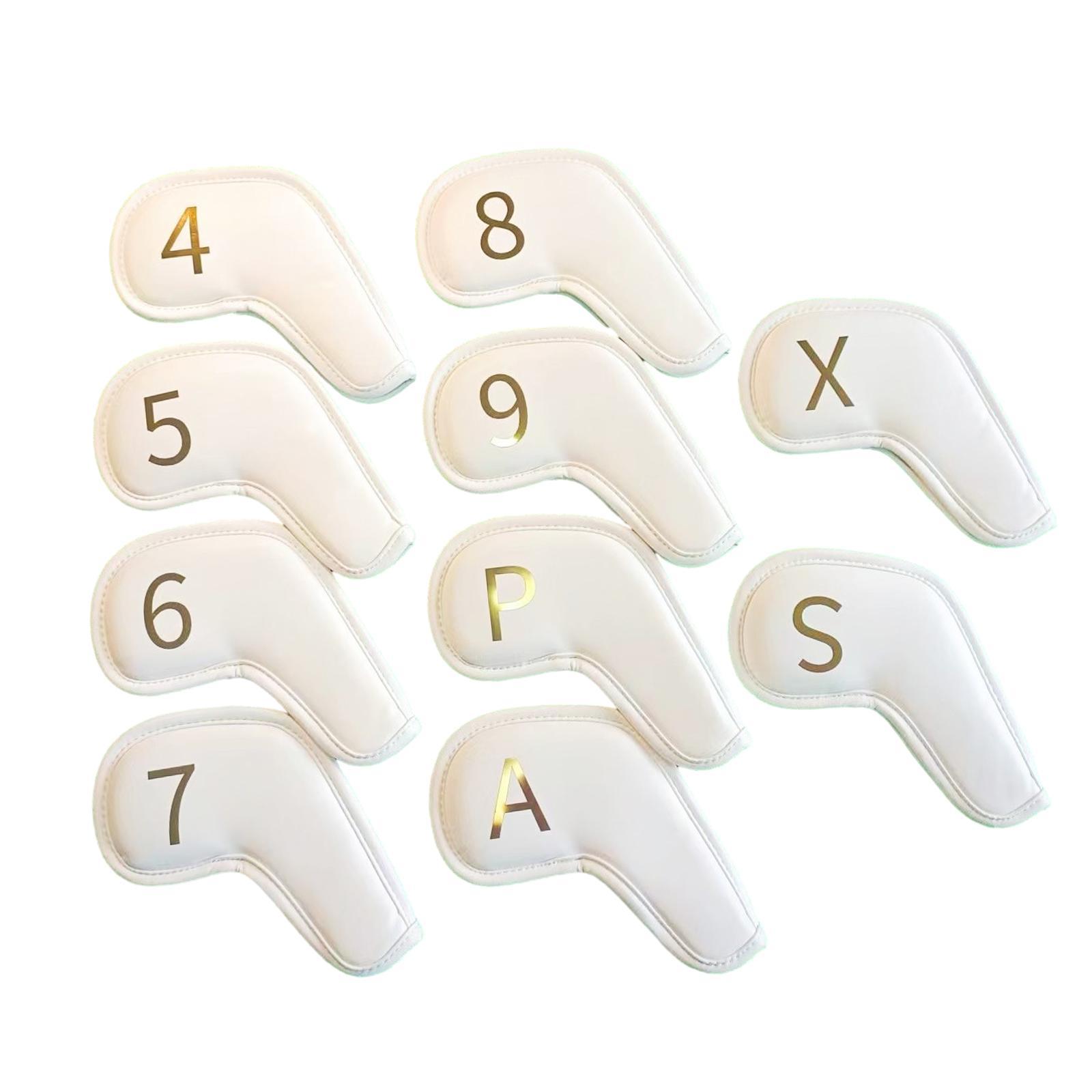 10Pcs Golf Iron Head Covers Golf Iron Headcovers PU Leather Golf Club Covers