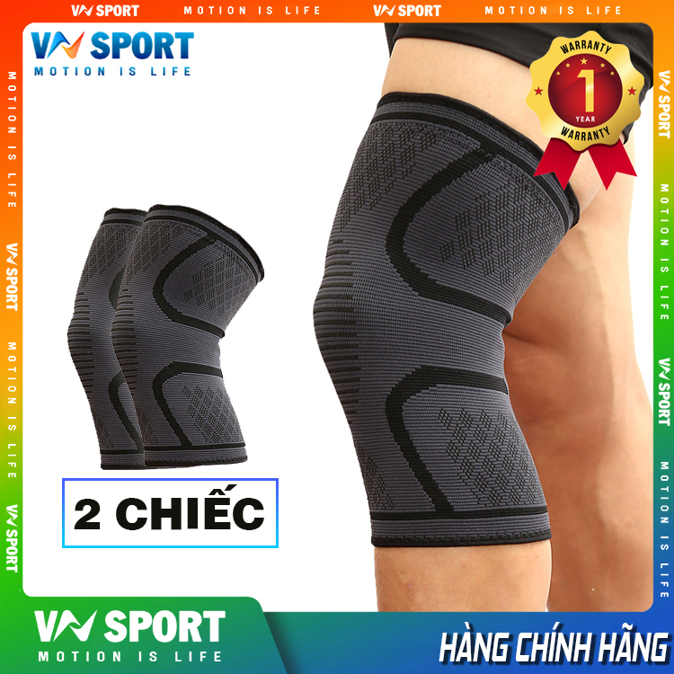 Băng Bảo Vệ Đầu Gối Bó Cơ Vn09, Băng Gối Thể Thao Cao Cấp Vns 1 Đôi - Viền Đen - L