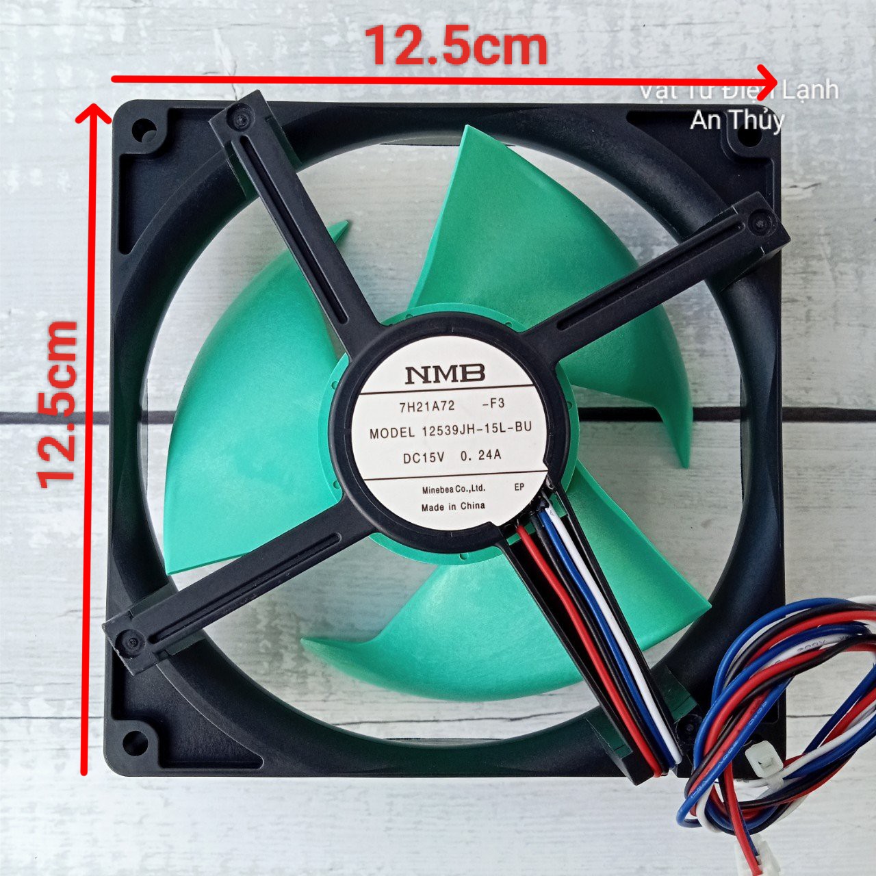 Quạt Tủ Lạnh SHARP, AQUA 15V 4 Dây Kích Thước 12.5cm x 12.5cm Cách Xanh Hàng Hãng NMB